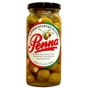Jar of Penna almond stuffed olives