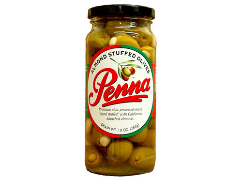 Jar of Penna almond stuffed olives